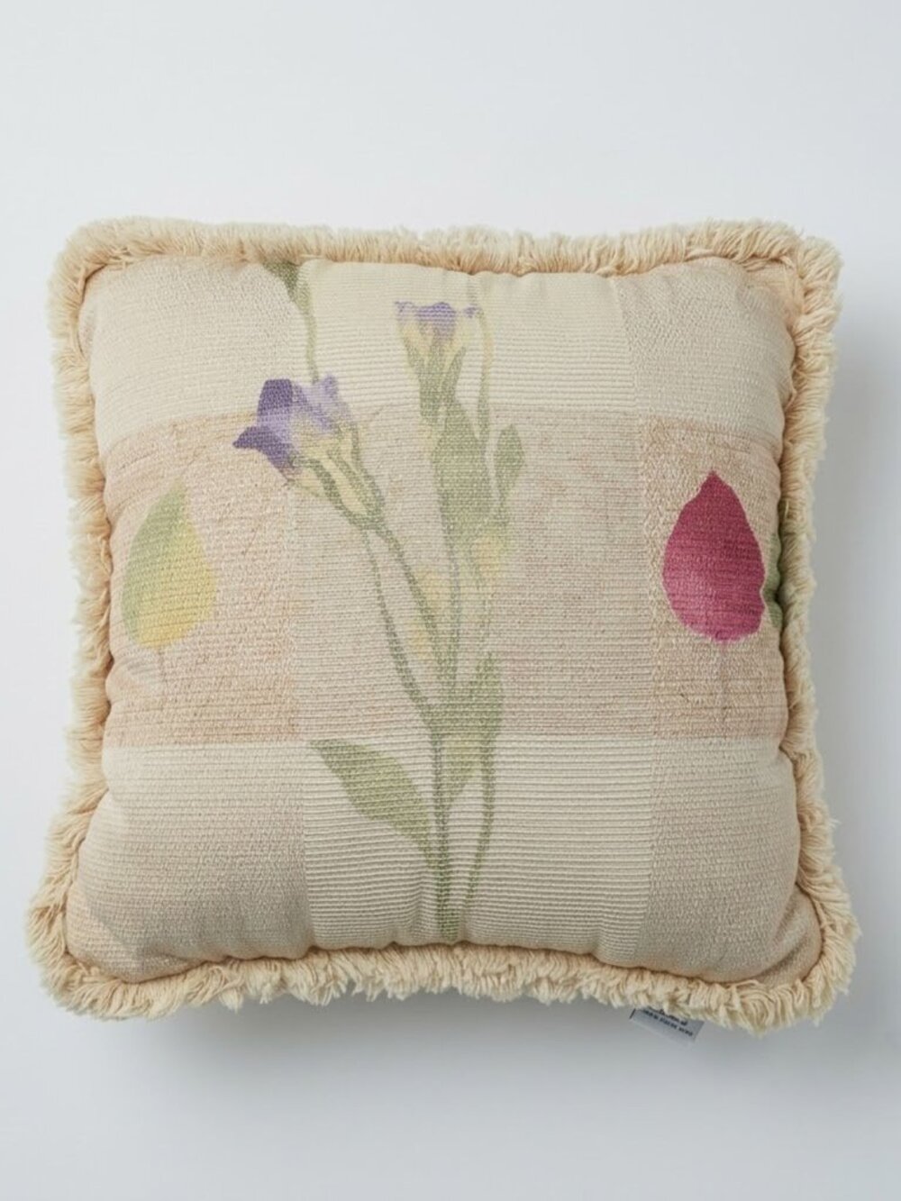Vtg Croscill Throw Pillow LaJolla Floral Cottagecore Botanical 18 x 18 Textured